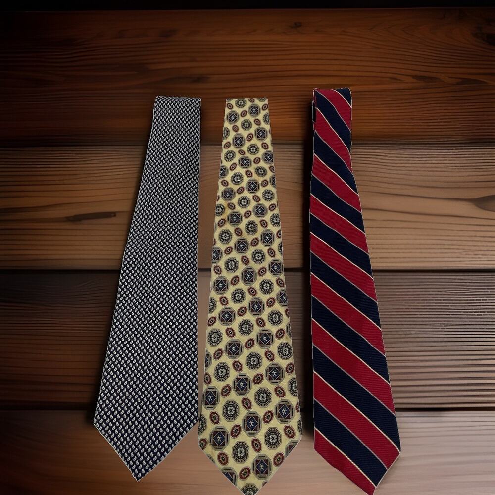 3 Name Brand 100% Silk Ties. Polo, Tommy Hilfiger And Class Club. Classic